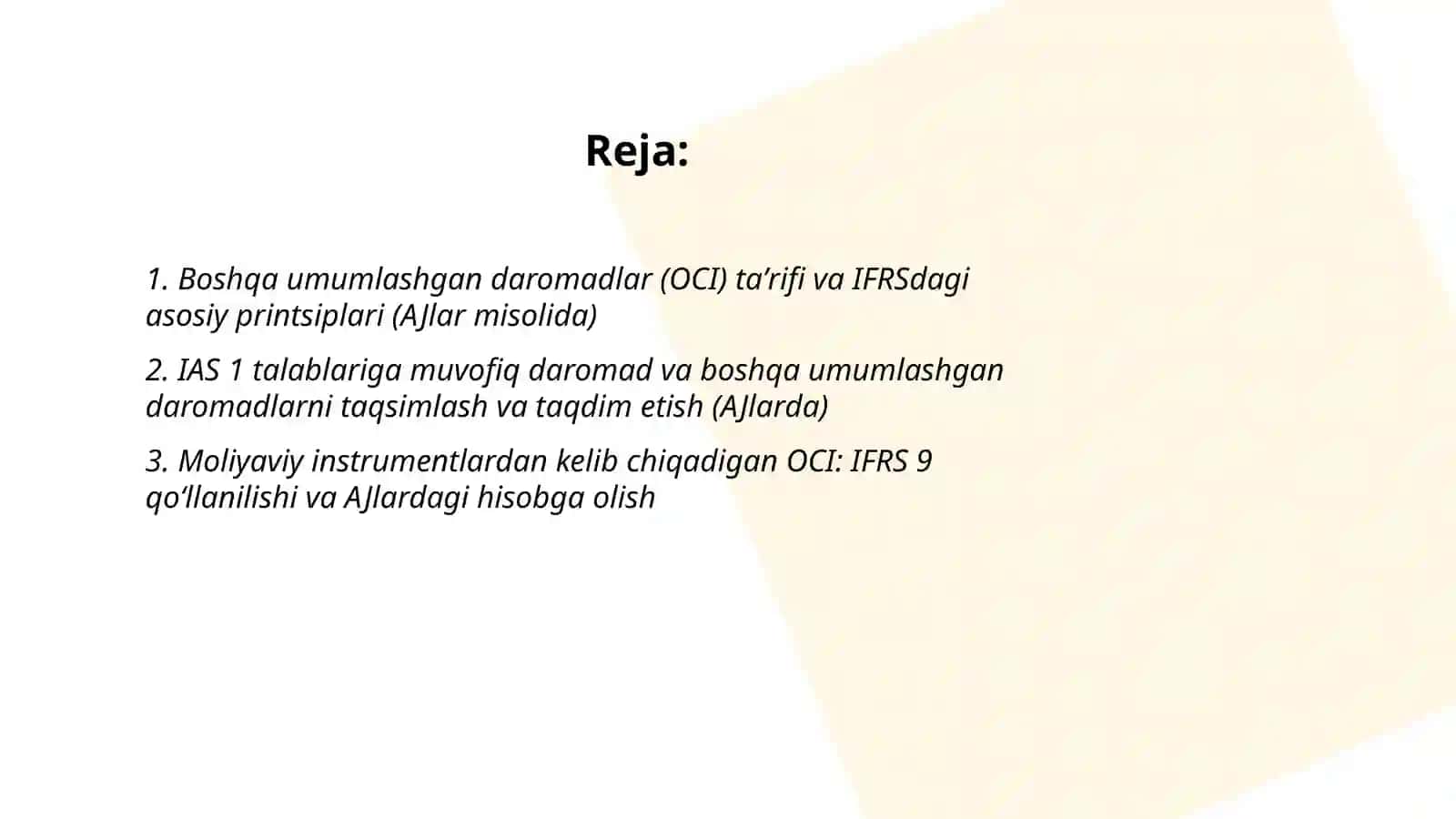 Boshqa umumlashgan daromadlar buxgalteriya 2
