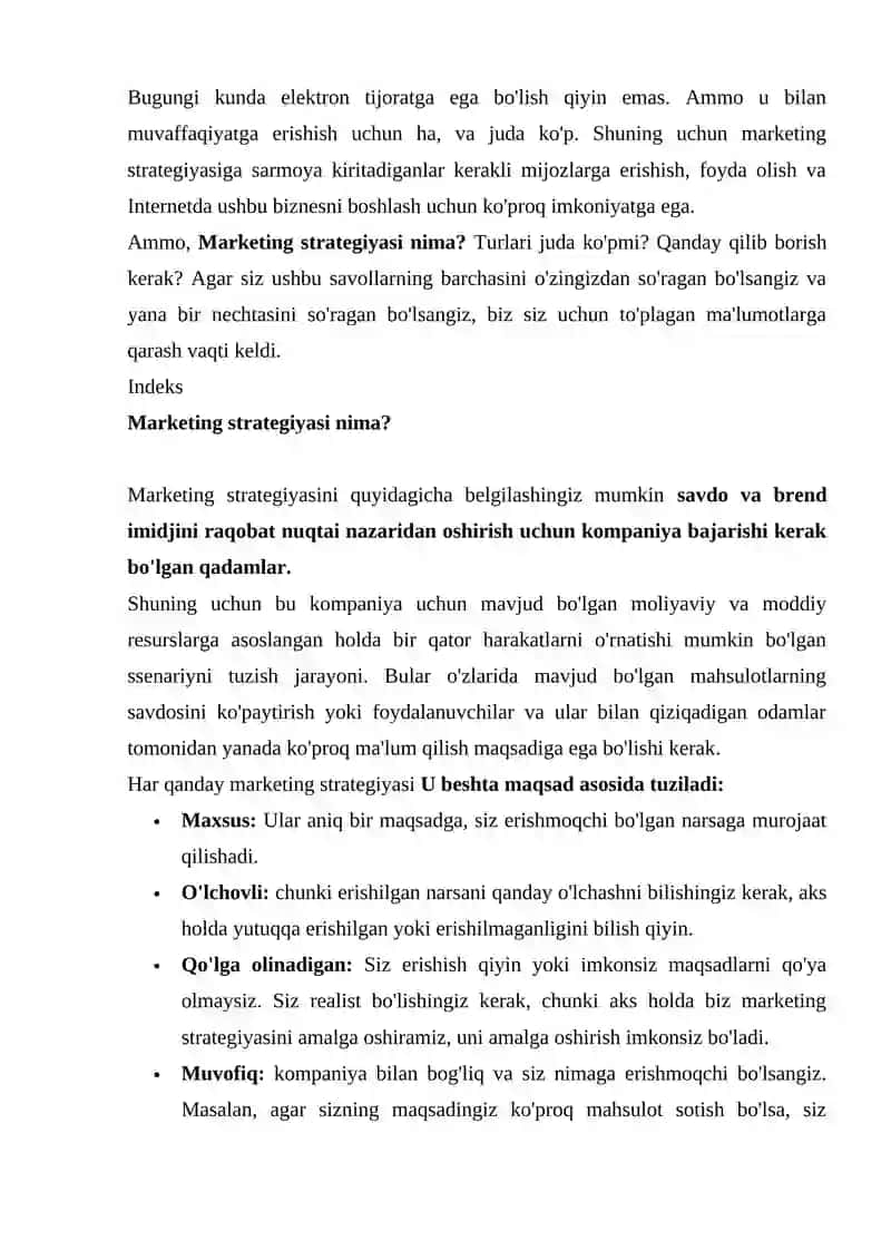 MARKETING STRATEGIYASI 2