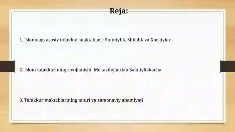 Islom dinida mazhablar tarixi 2