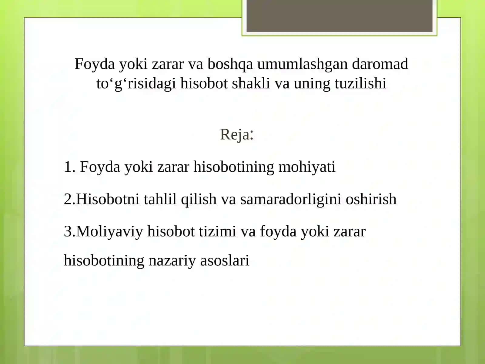 Moliyaviy hisobot va hisobdorlik 2