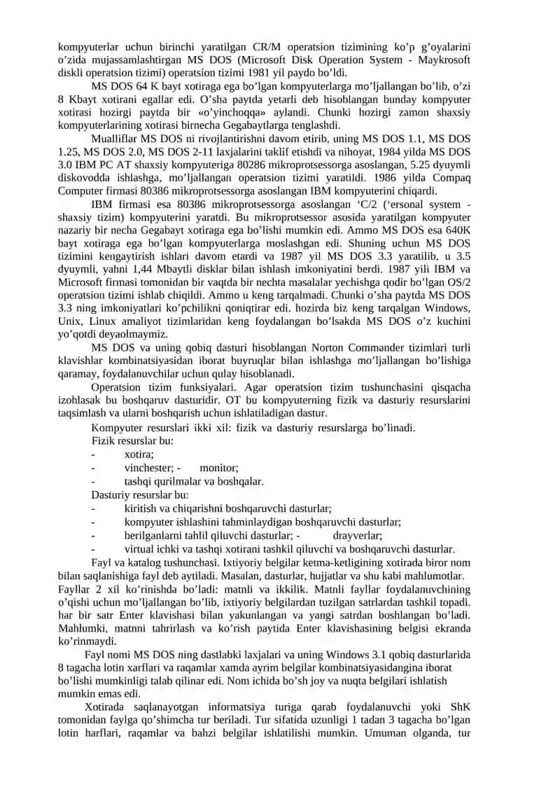 Operatsion tizimlar, ularning turlari 2