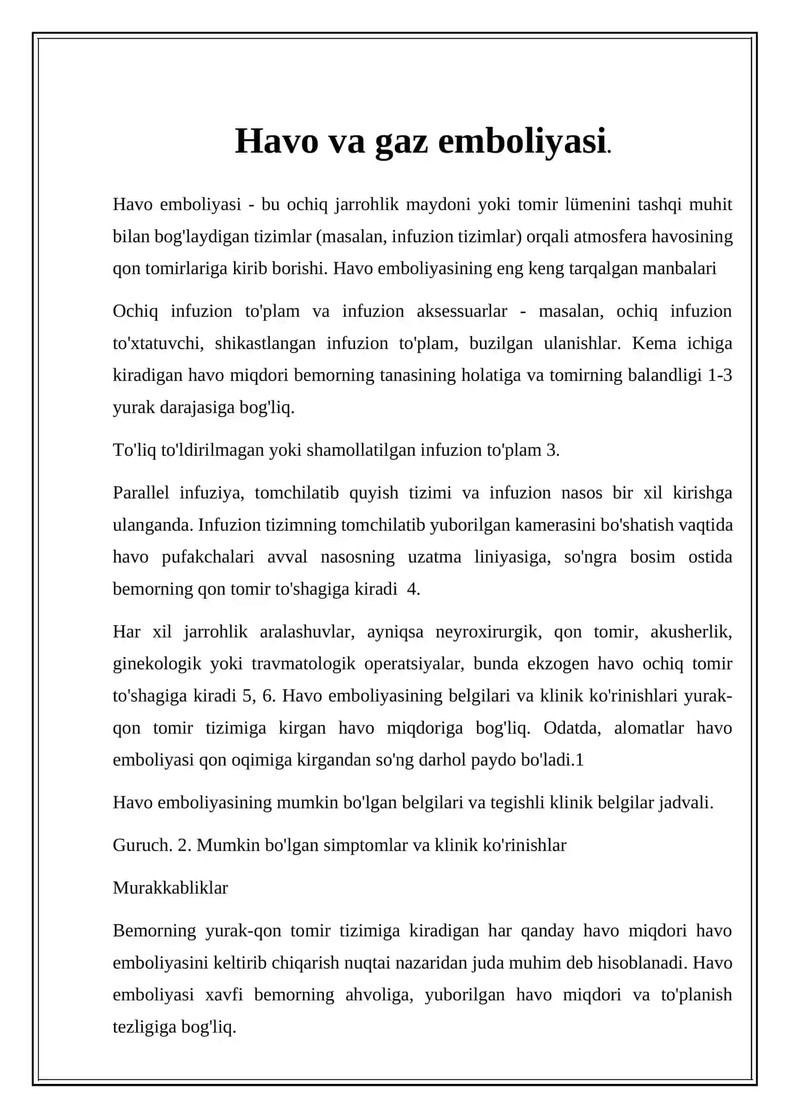 Havo va gaz emboliyasi 2