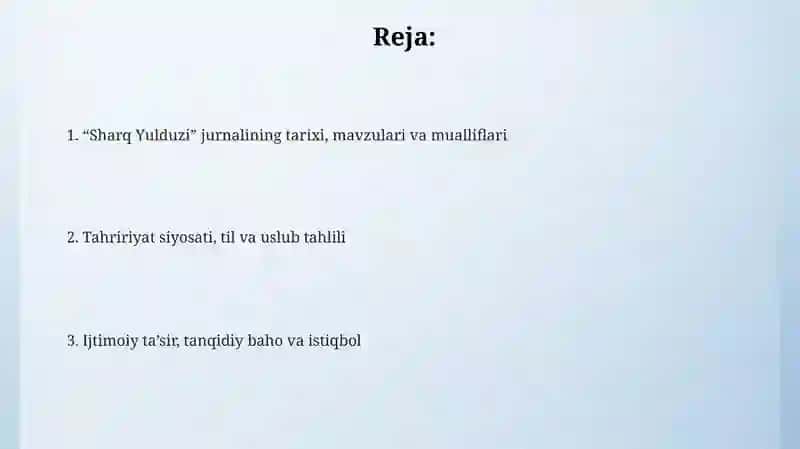 "Sharq Yulduzi" jurnalidagi maqolalar tahlili 2