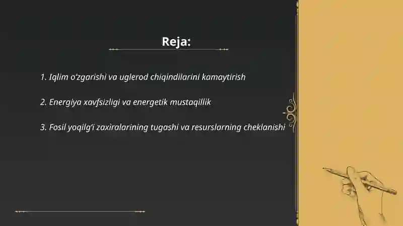Alternativ energiyaning zaruriyati Mingboyeva Zarnigor 2