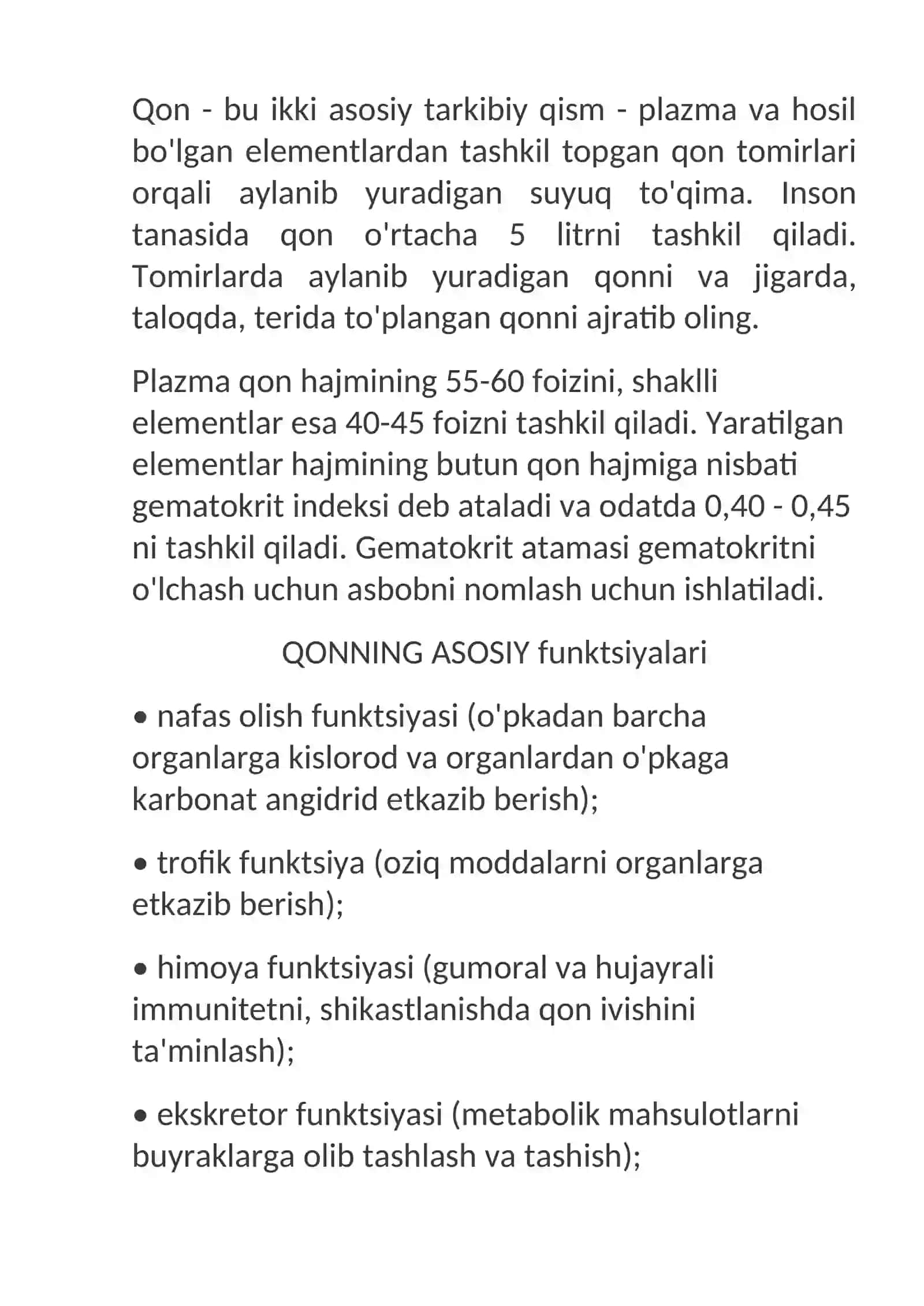 Morfologiya va qon funktsiyalari 2