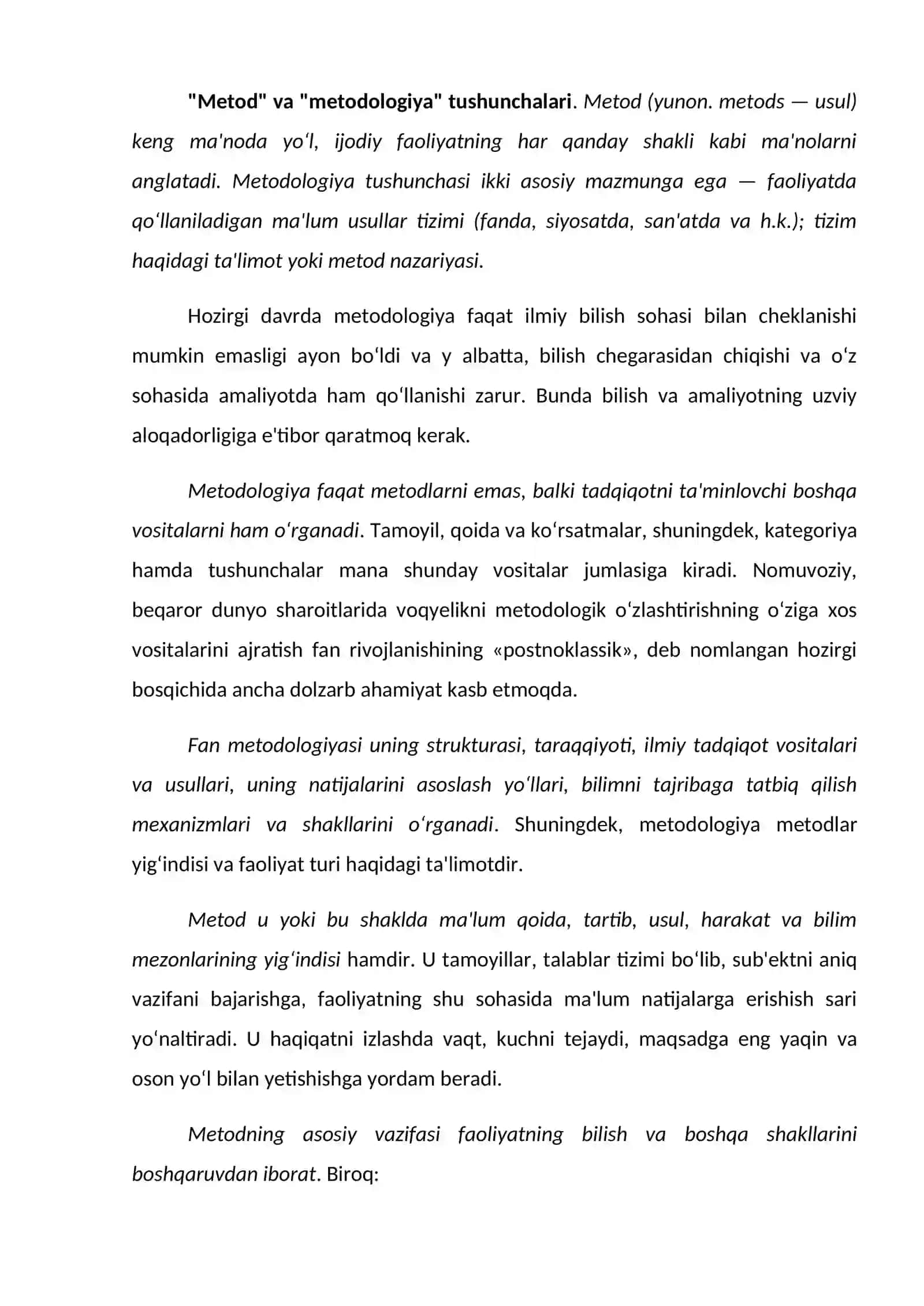 Metod va metodologiya: asosiy tushunchalar 2