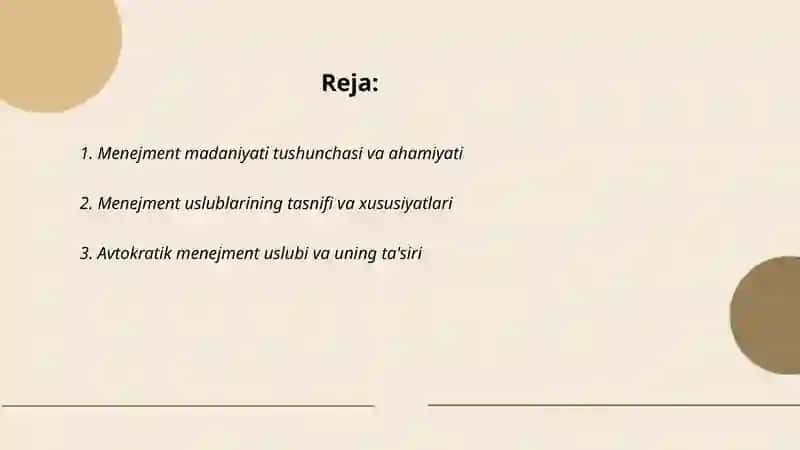 Menejment madaniyati va uslublari 2