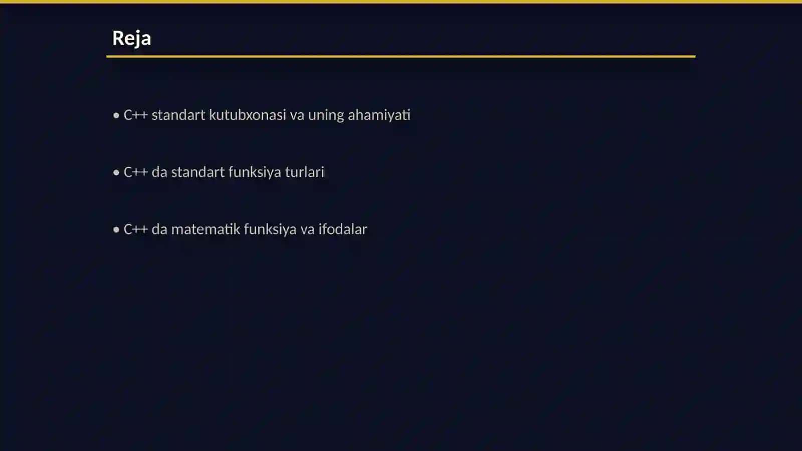 C++ tilida standart funksiya va ifodalar 2