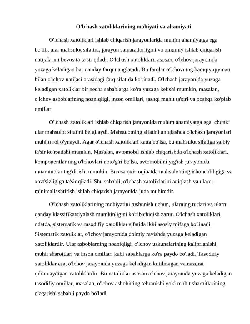 O'lchash Xatoliklari 2