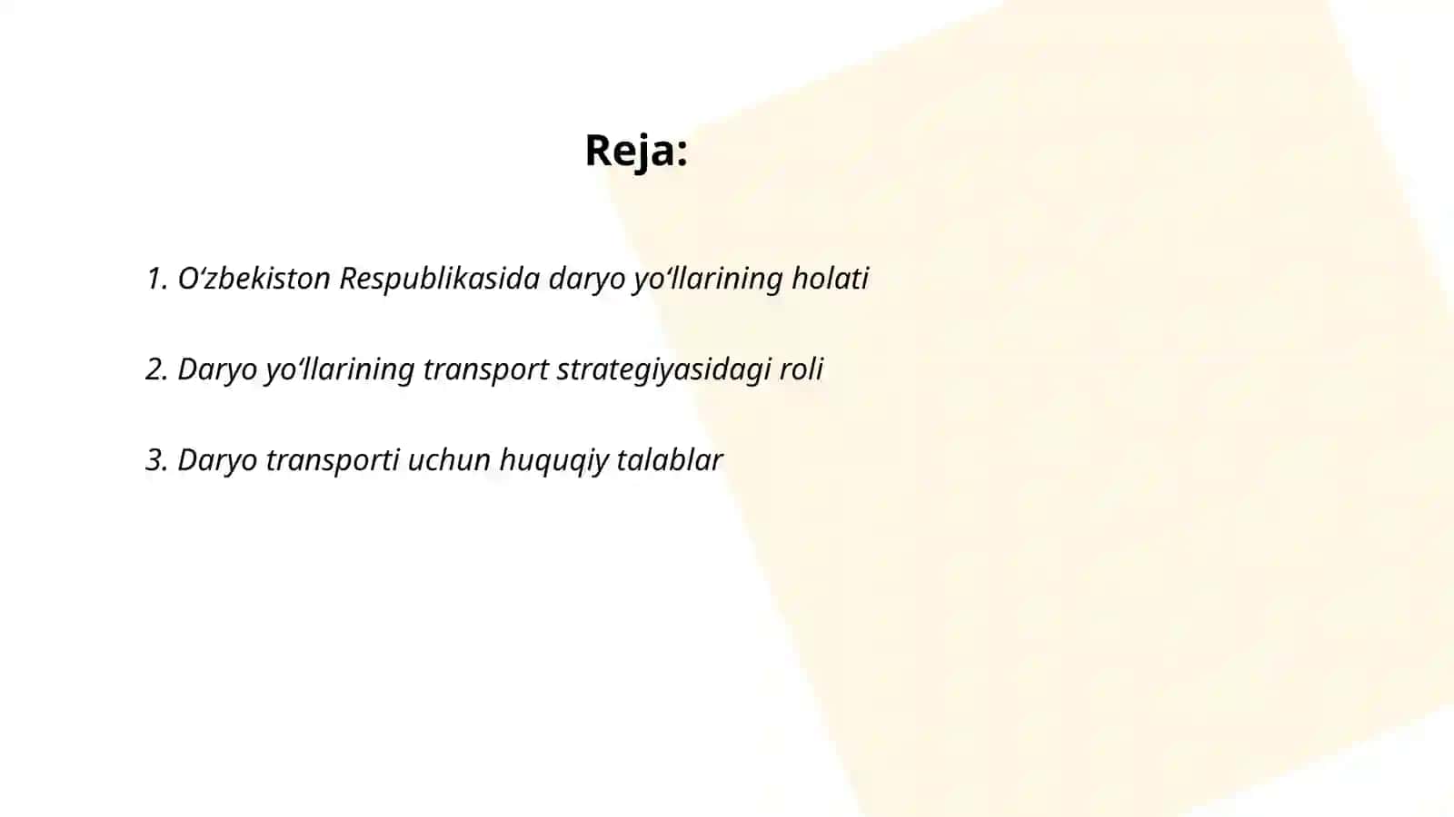 Oʻzbekiston Respublikasi daryo yo'llari va ularga qo'yiladigan talablar 2