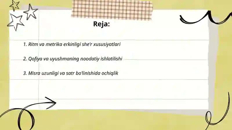 Sarbast va oq she‘rga xos xususiyatlar 2