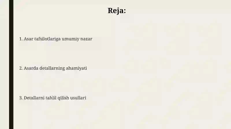 Asarda Tafsilotning O'rni 2