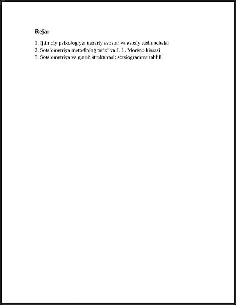 IJTIMOIY PSIXOLOGIYA. SOTSIOMETRIYA METODI 2