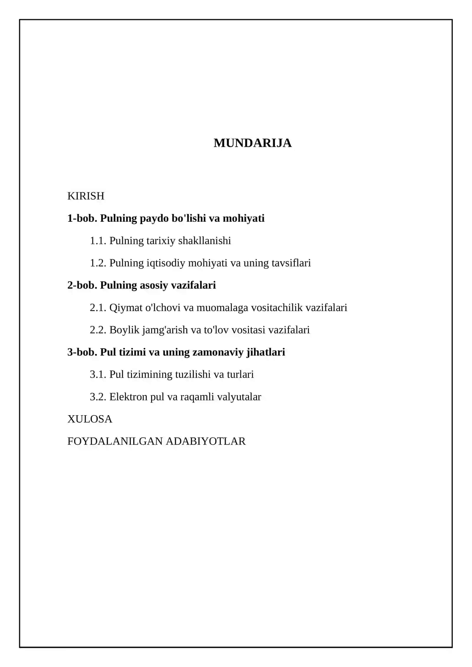 Pulning mohiyati va asosiy vazifalari 2