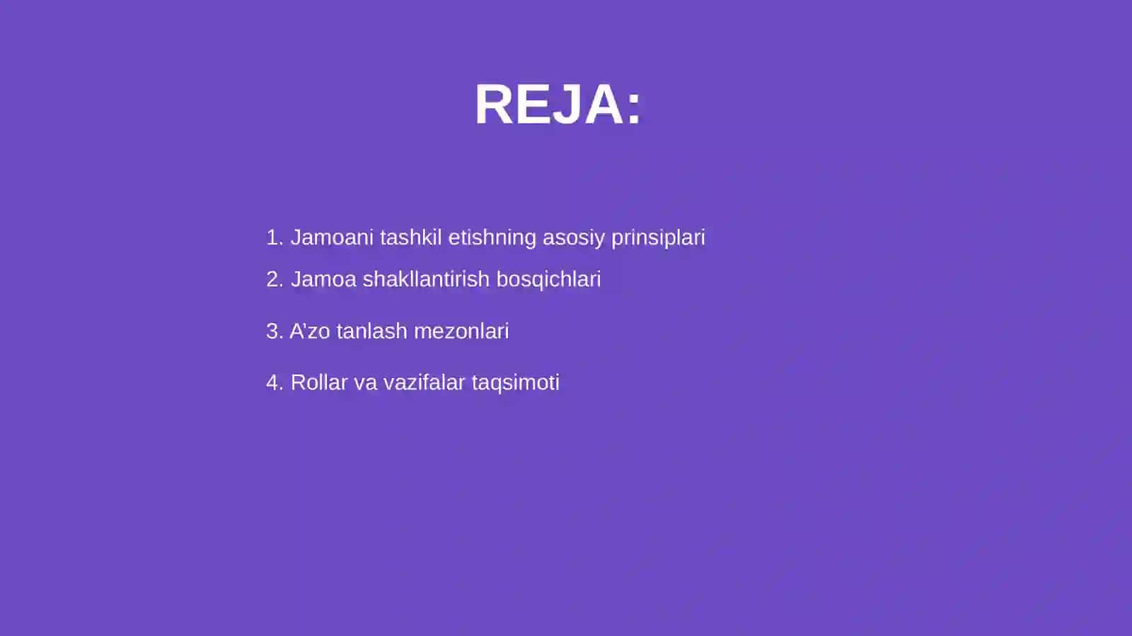 Jamoani tashkil etish metodikasi 2