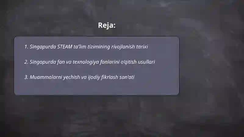 Singapurda STEAM ta'lim tizimi jarayoni 2