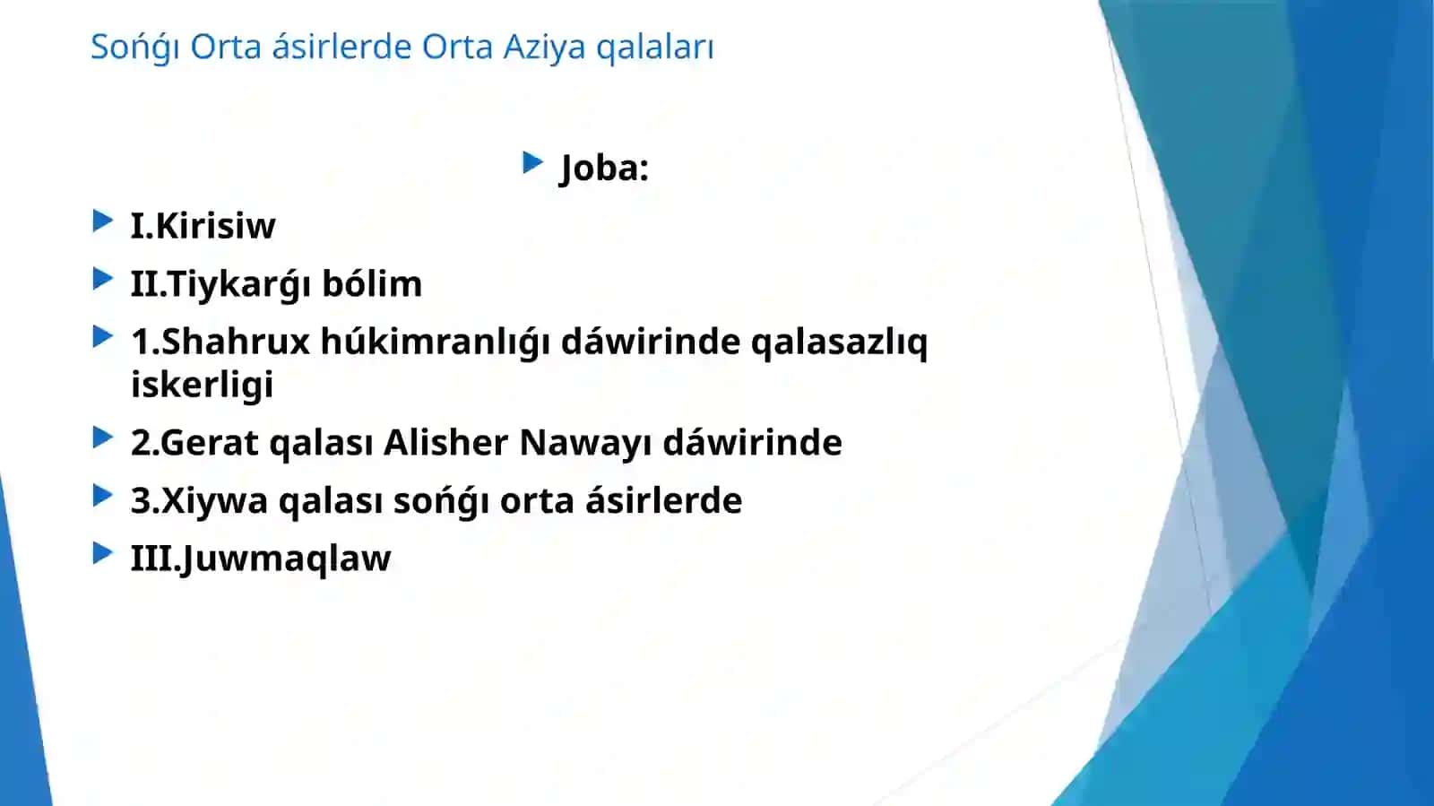 Sońǵı orta ásirlerde Orta Aziya qalaları 2