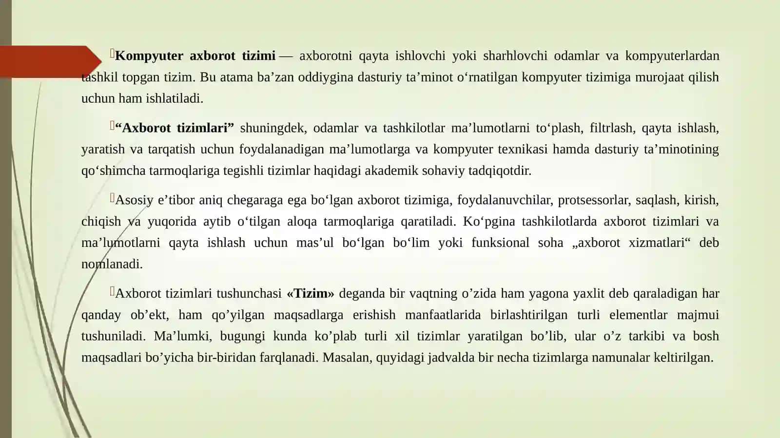 Axborot tizimlari 2