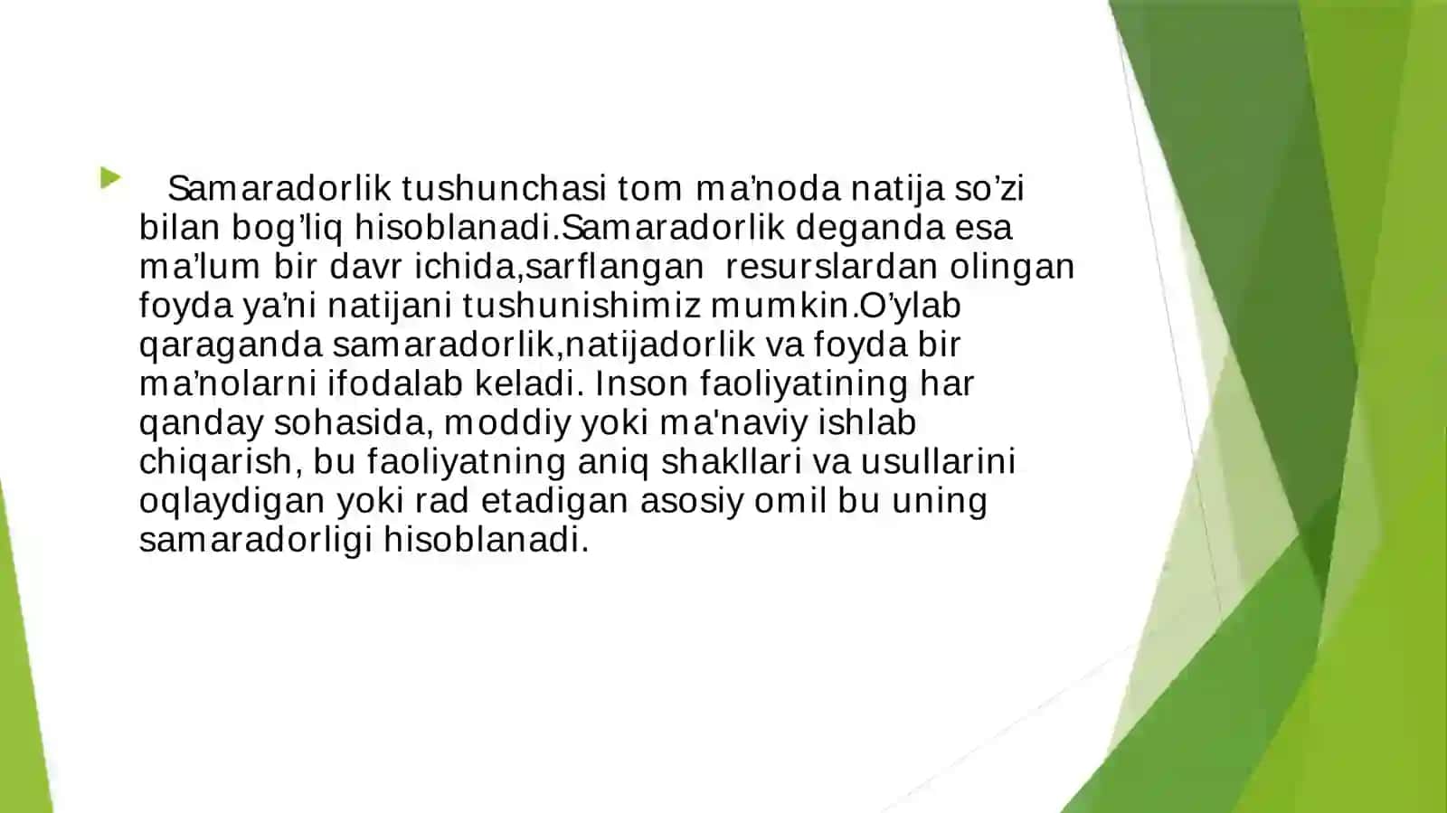 Samaradorlik mavzusidan mustaqil ish🎓 2