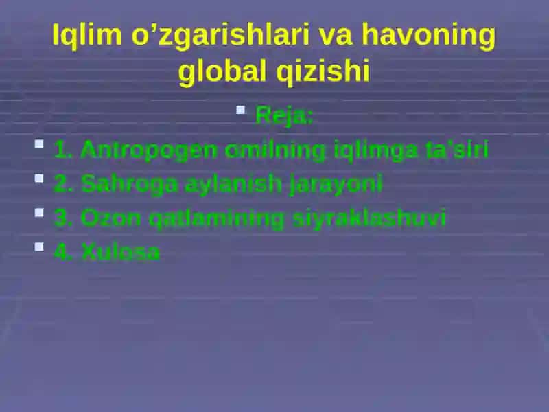 Iqlim o’zgarishlari va havoning global qizishi 2