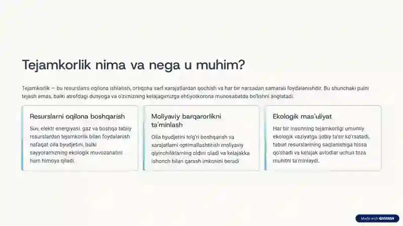 Tejamkorlik: Tabiatga va Oila Byudjetiga Yordam 2