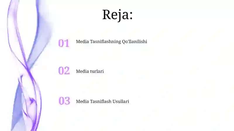 Media Tasniflashning Qo'llanilishi 2