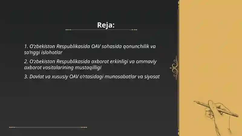 O‘zbekiston Respublikasida ommaviy axborot vositalarining faoliyati (o‘zgarish va muamolari) 2