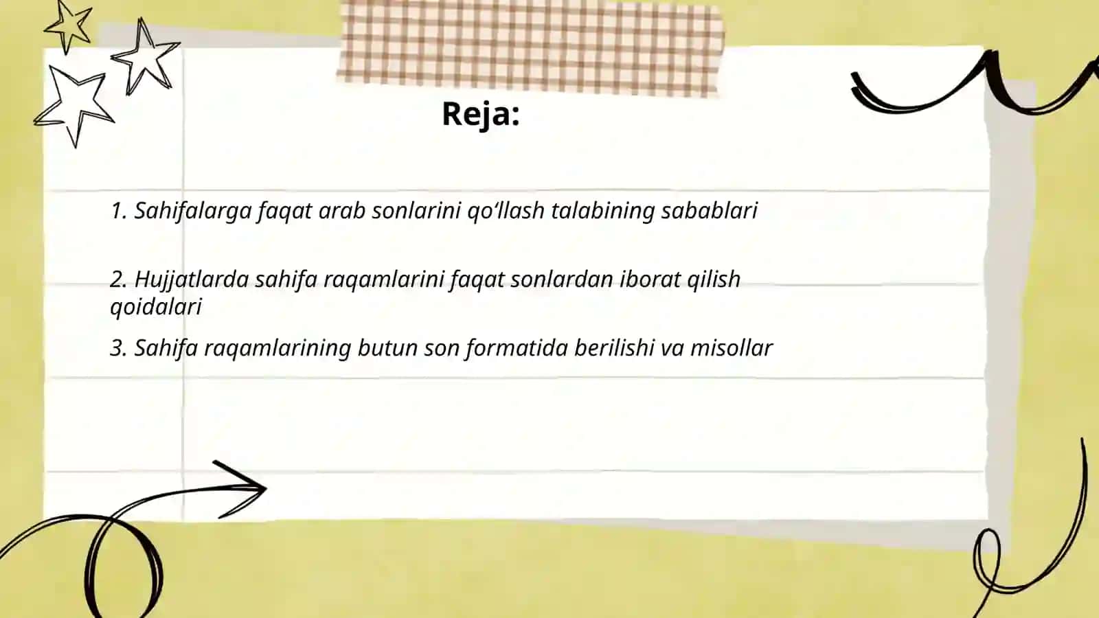 Sahifalarga faqat arab sonlarini qo'llash talabining sabablari 2