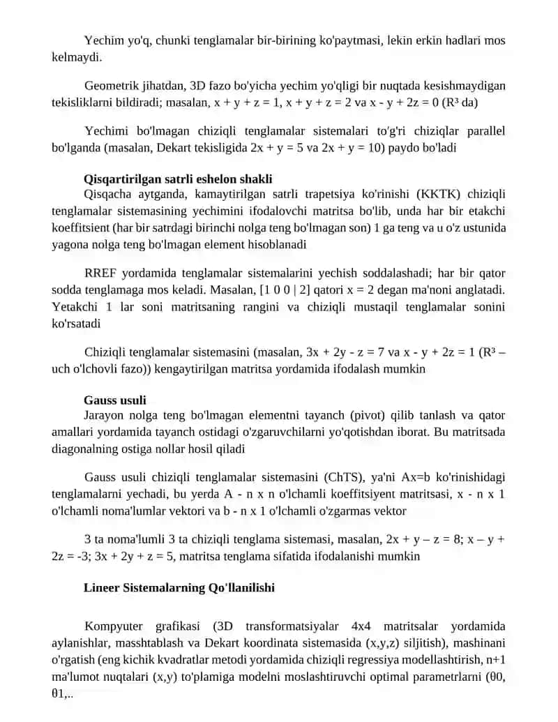Chiziqli tenglamalar sistemasi 2