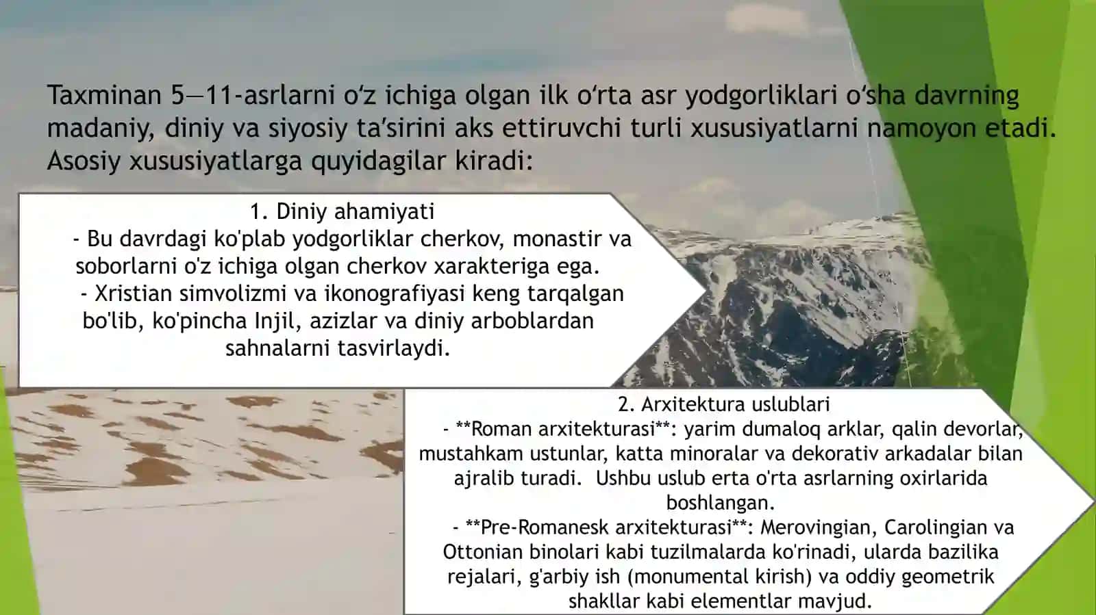 O’rtaasrlardavri Arxeologiyasi 2