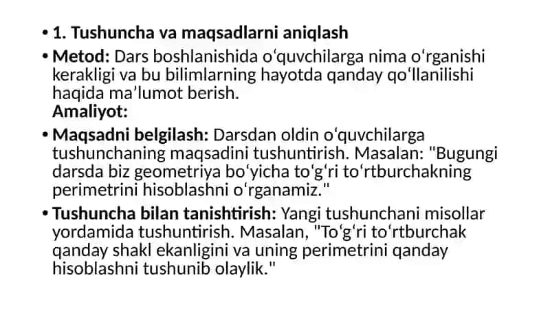 Tushunchalarni o’zlashtirish ustida ishlash jarayoni 2