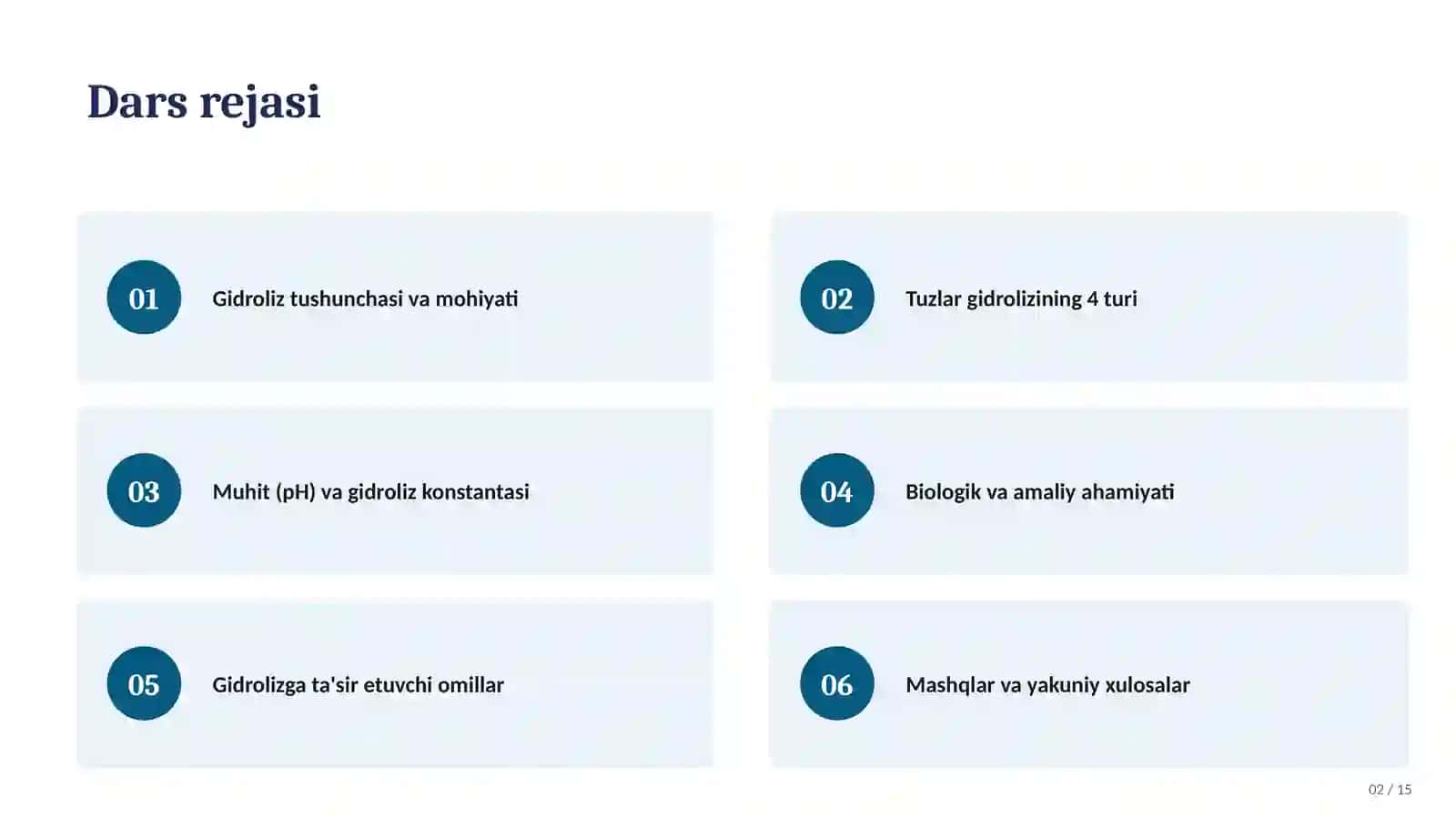 Gidroliz mavzusi bo'yicha taqtimot 2
