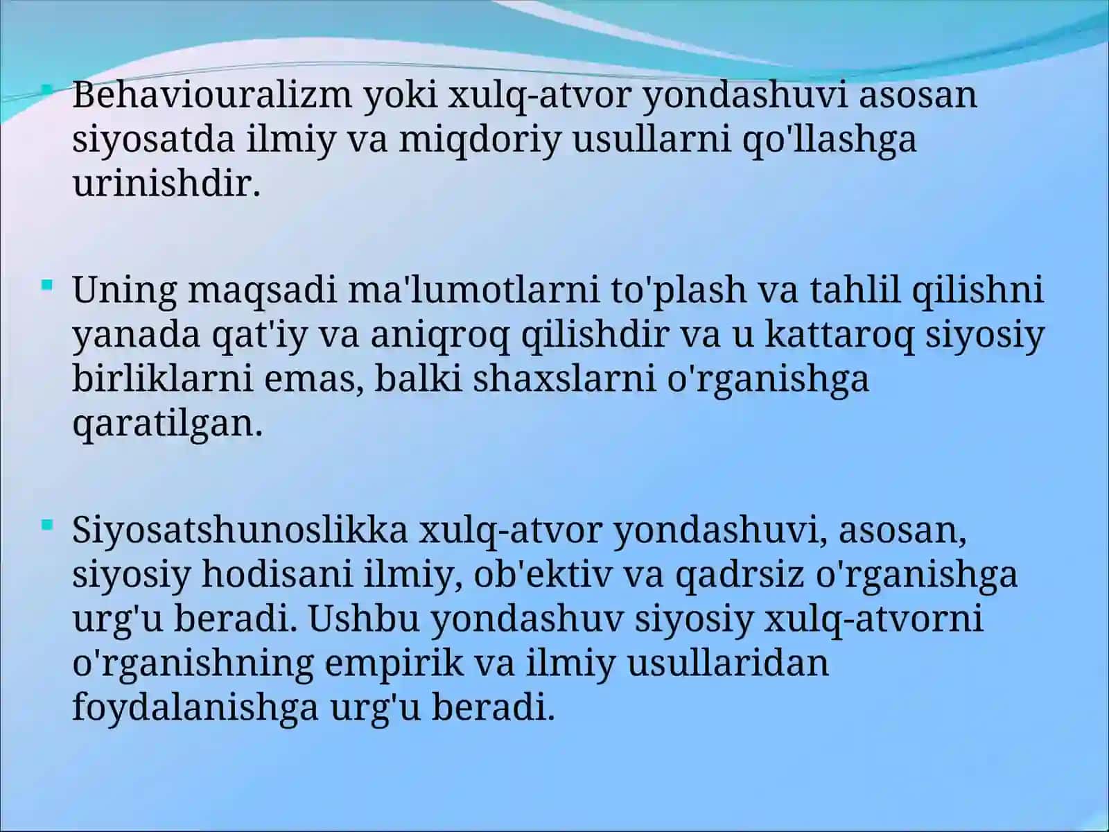 Bihevaralizm va Post behavaralizm 2