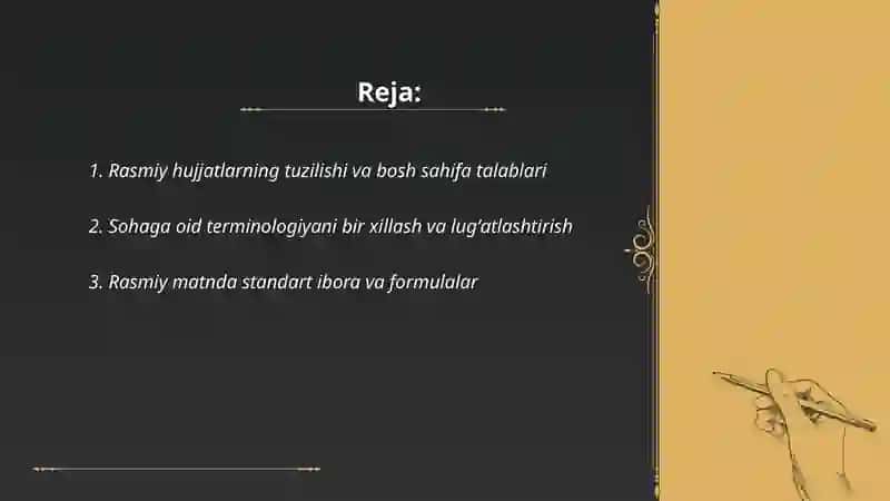 Oʻzbek tilini Sohaga yoʻnaltirishga oid rasmiy matn ustida ishlash 2