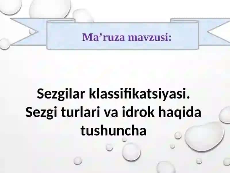 Sezgilar klassifikatsiyasi 2