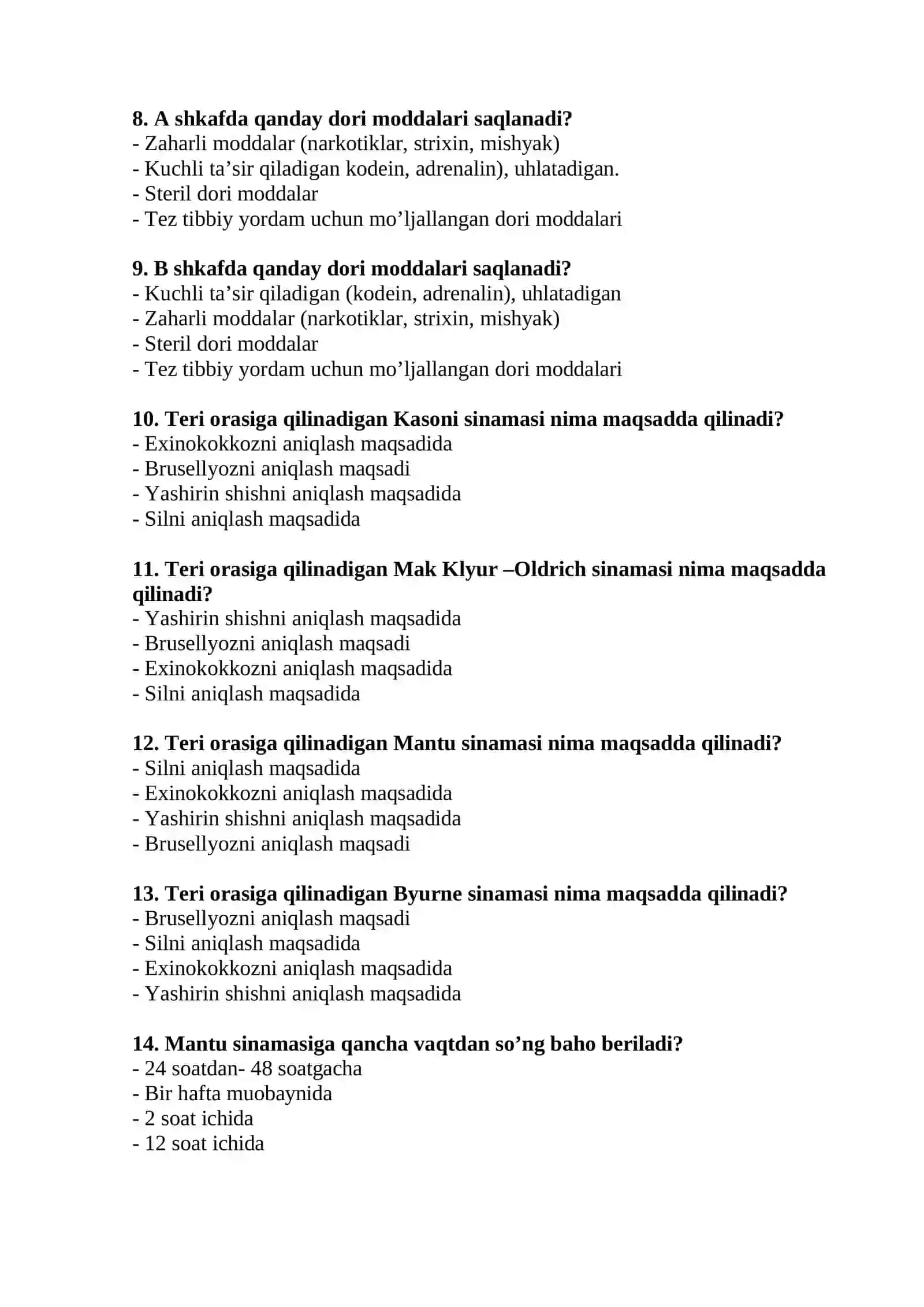 2026 HAMSHIRALIK ISHI TEST SAVOLLARI 2