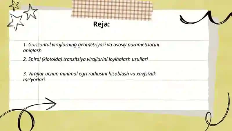 Virajlar va ularni loyihalash usullari 2