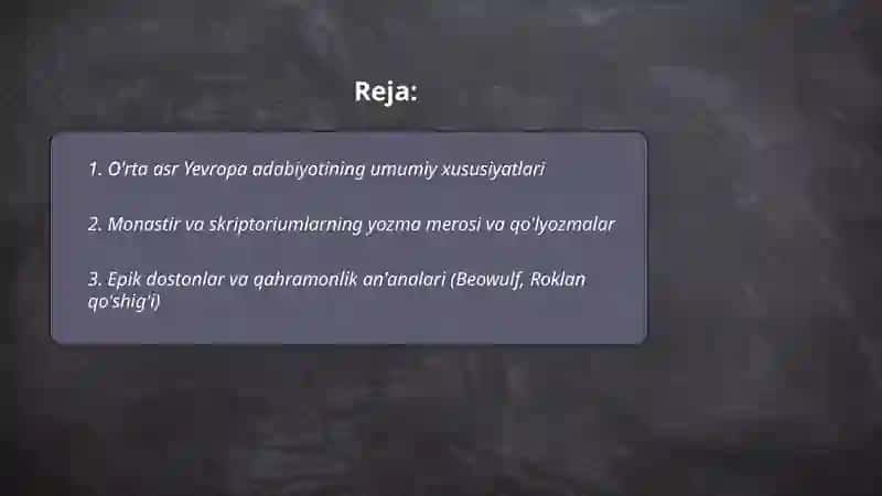 Orta asirlar va uygonish davri adabiyoti 2