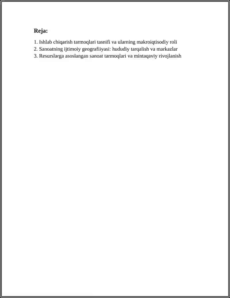ISHLAB CHIQARISH TARMOQLARI HAQIDA UMUMIY TUSHUNCHA 2