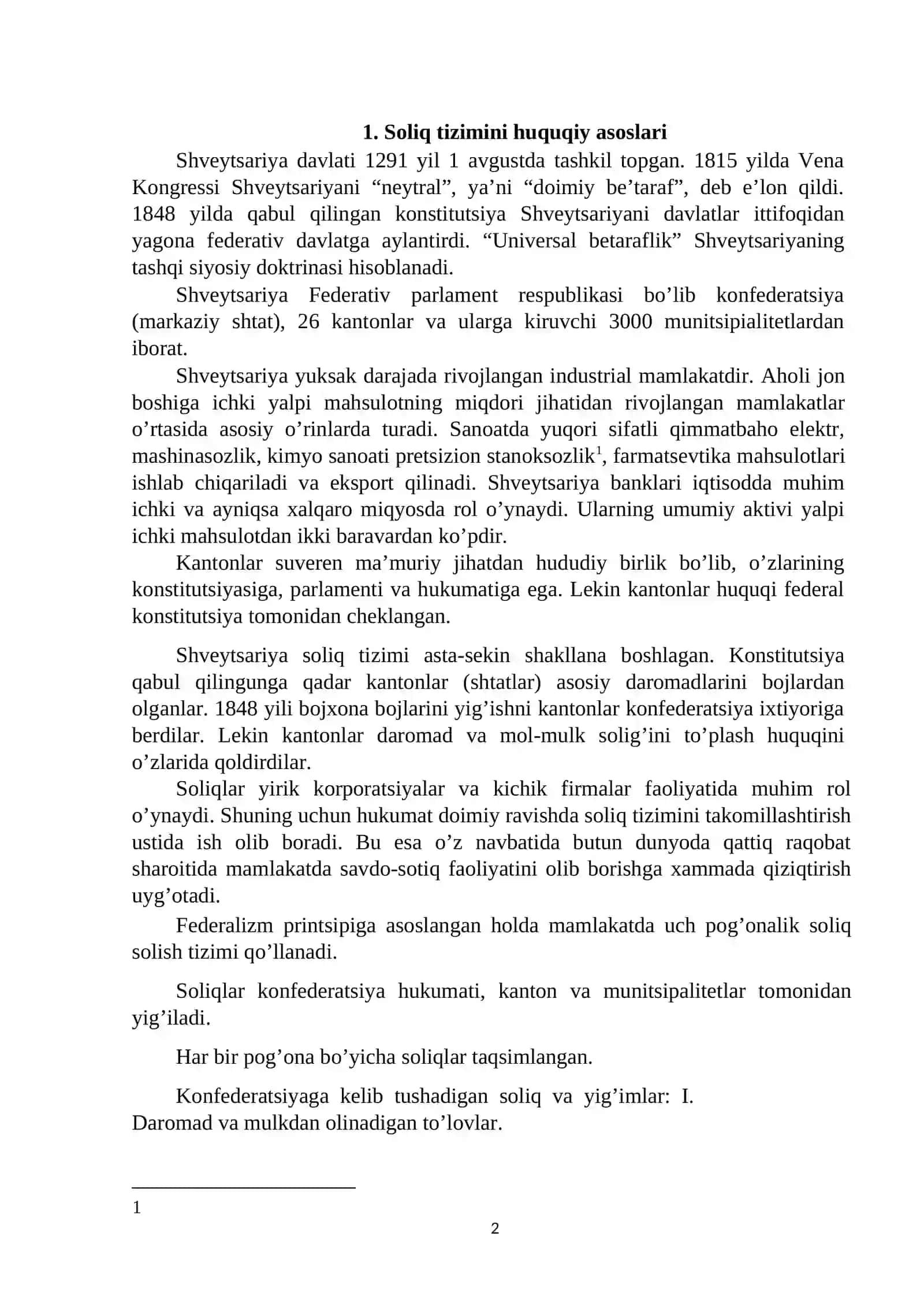 Shvеytsаriyani soliq tizimi 2