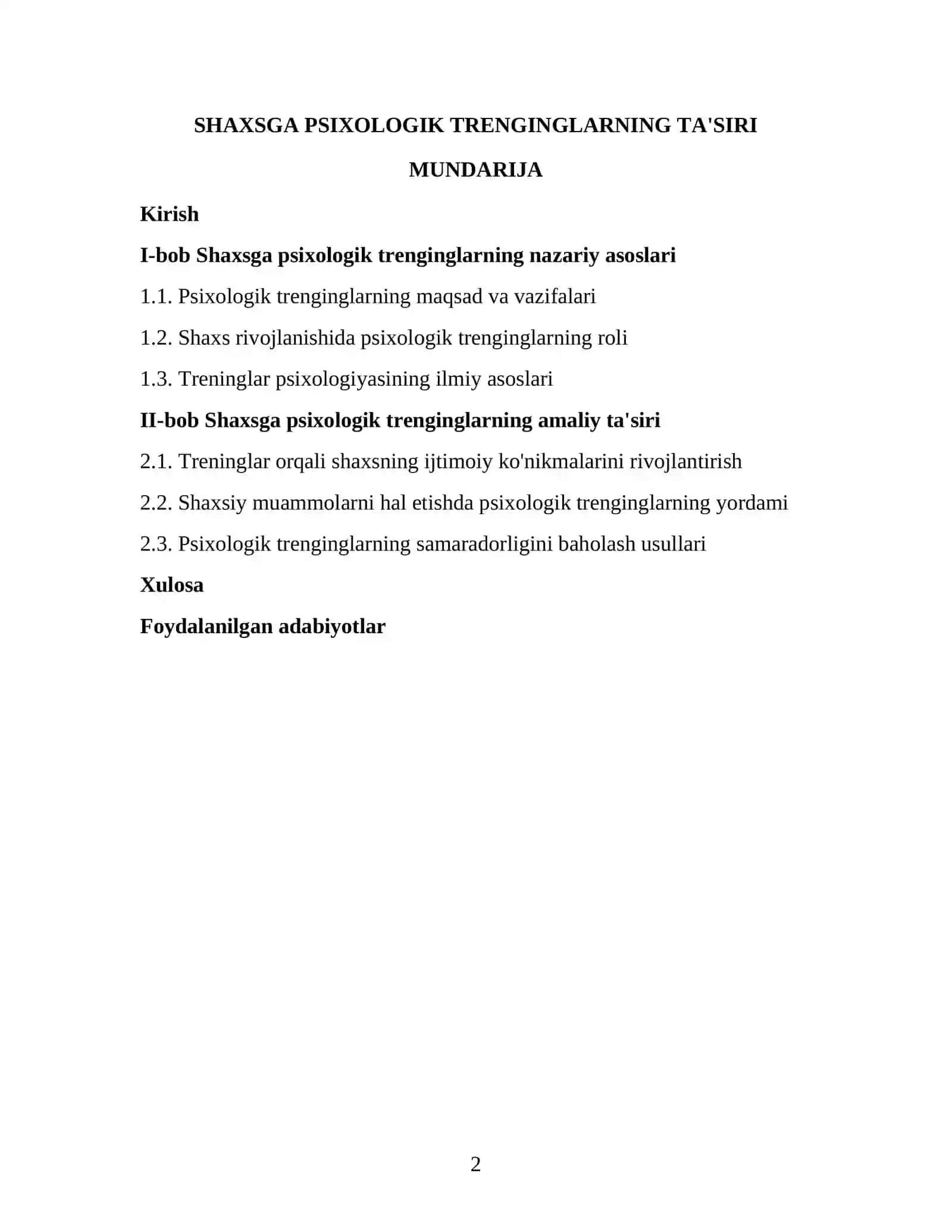 SHAXSGA PSIXOLOGIK TRENGINGLARNING TA'SIRI 2