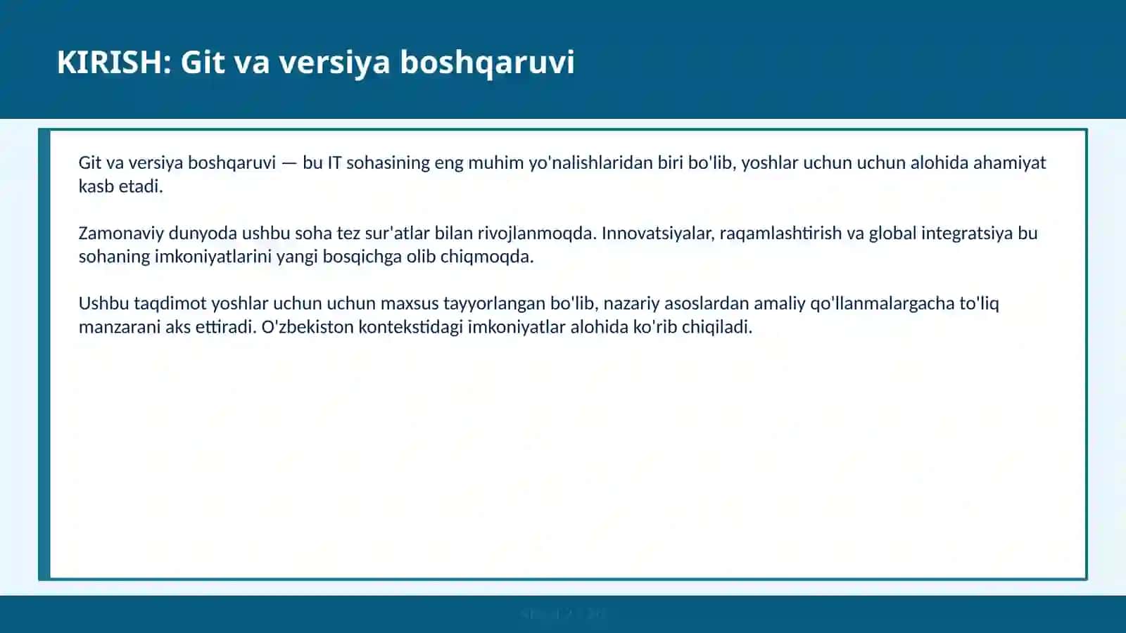 Git va versiya boshqaruv 2