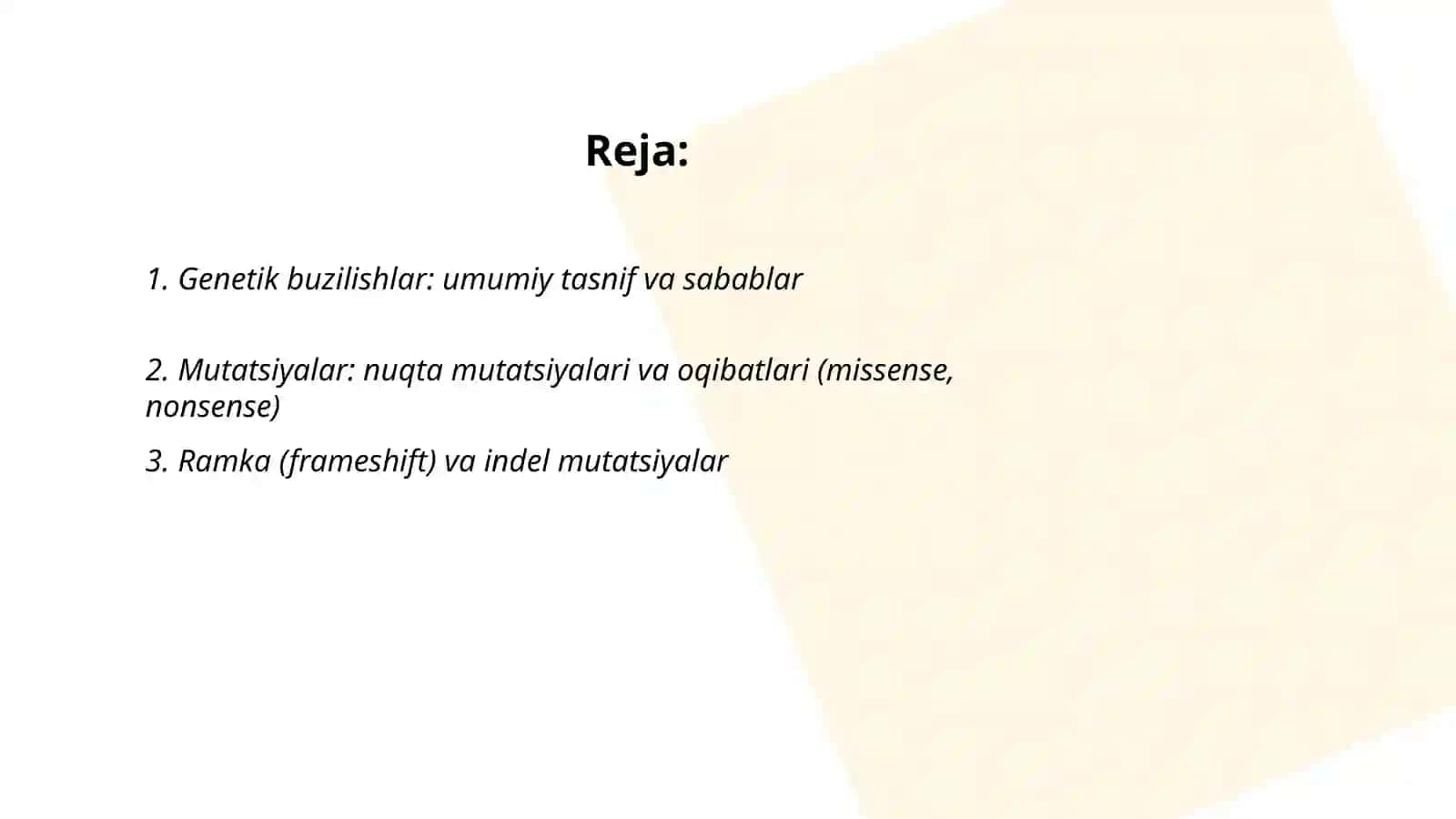 Genetik buzilishlar va mutatsiyalar 2