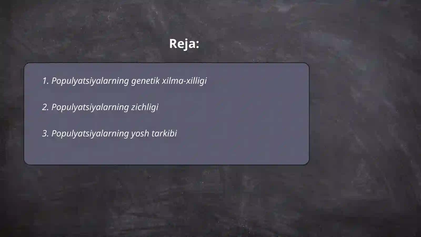 Populyatsiyalarning xususiyatlari 2