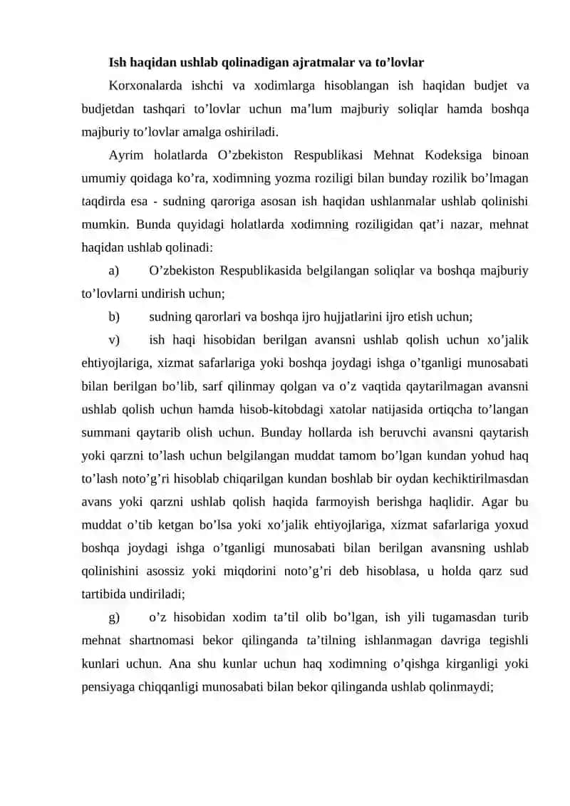 Ish Haqidan Ushlab Qolish 2