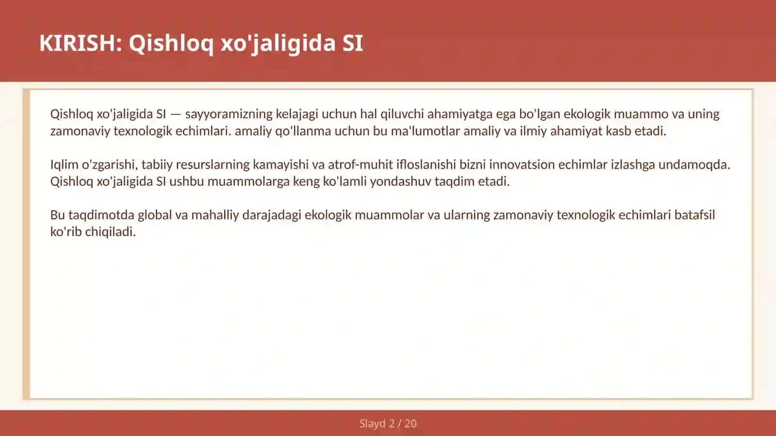 Qishloq xo'jaligida SI 2