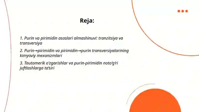 Purin va pirimidin asoslari almashinuvi 2