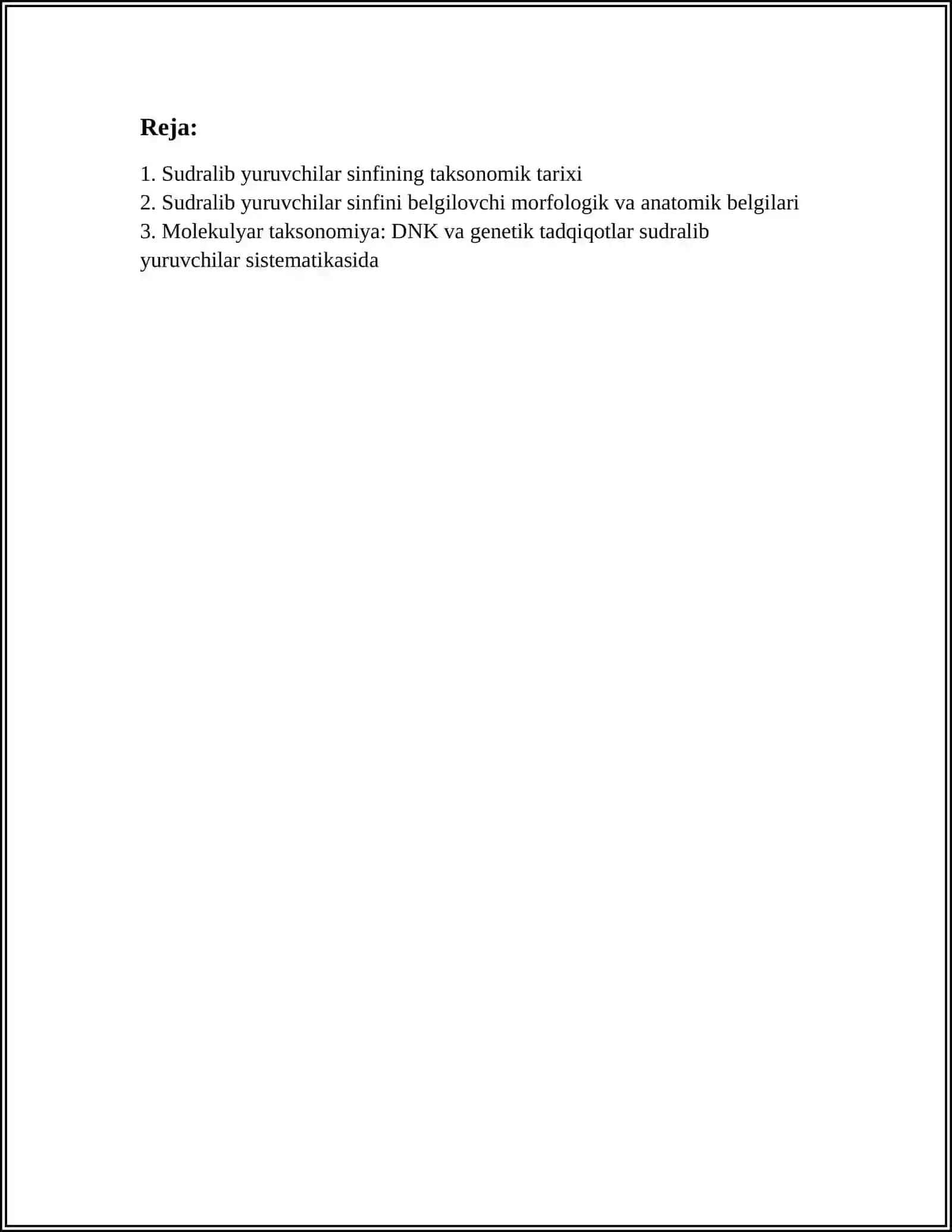 SUDRALIB YURUVCHILAR SINFI SISTEMATIKASI 2