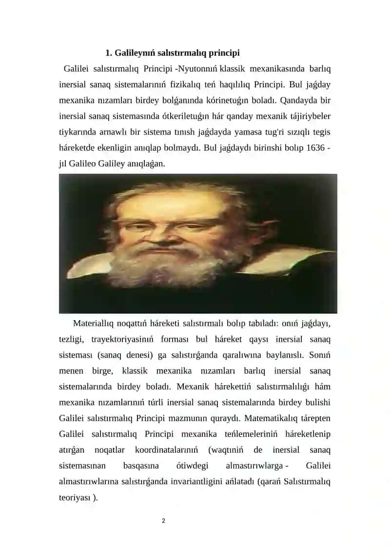 Galileynıń salıstırmalıq Principi 2