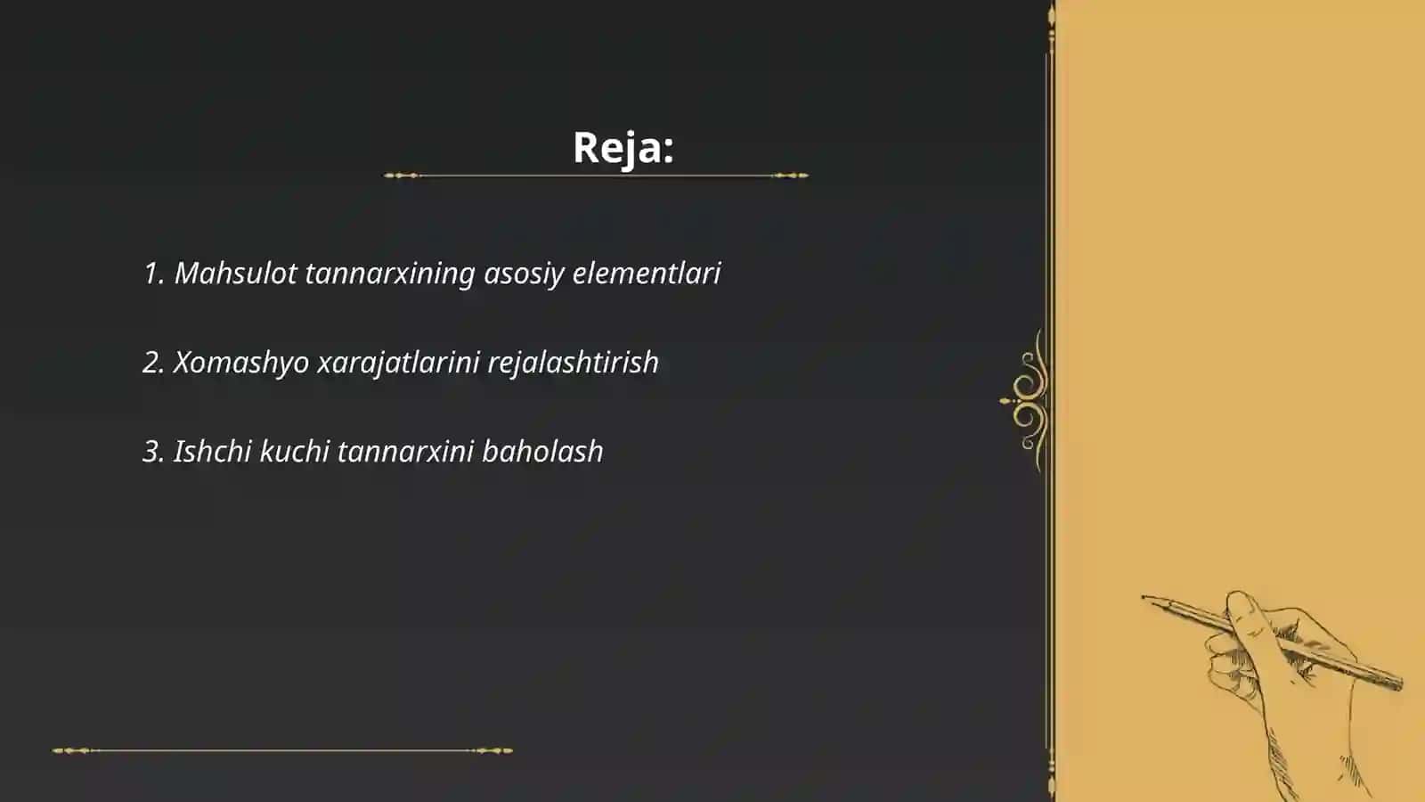 Mahsulot tannarxini rejalashtirish 2